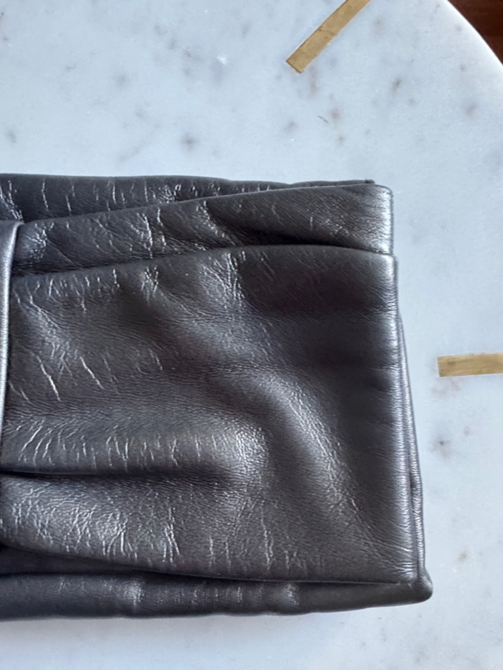 Prada Nappa Metallic Pewter Leather Fold-Clutch - Picture 10 of 13